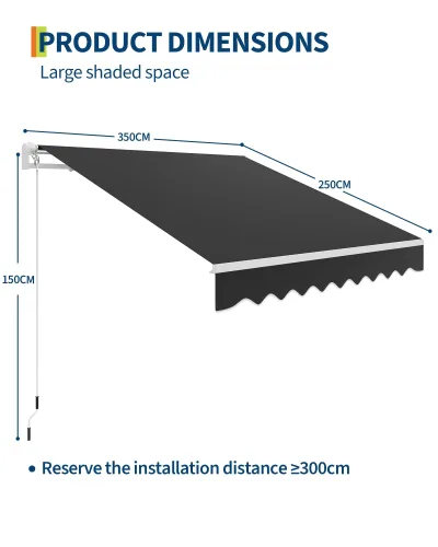 Auvent rétractable en aluminium 350 × 250 cm – image 3