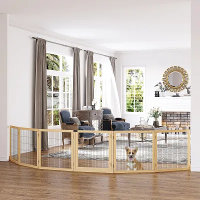 Barrière pour chien pliable en bois de pin et métal – image 2