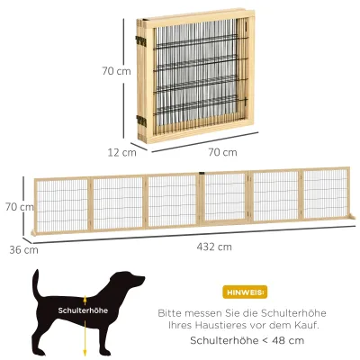 Barrière pour chien pliable en bois de pin et métal – image 3