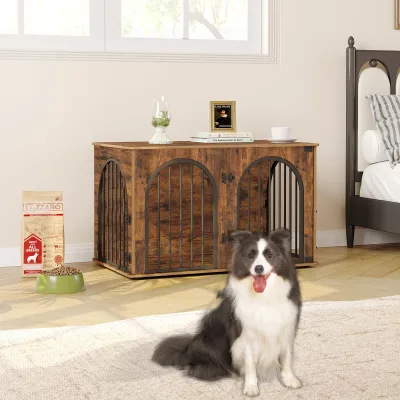 Cage pour chien meuble 3 portes à porte arquée