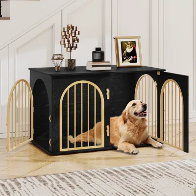 Cage pour chien meuble 3 portes à porte arquée – image 3