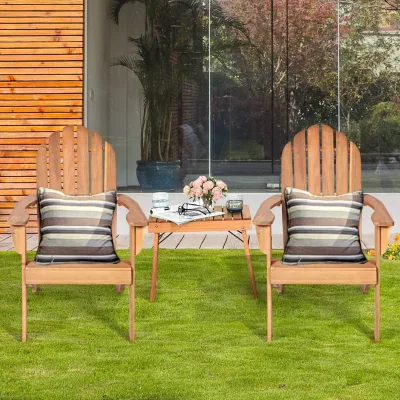 Chaise Adirondack de jardin en bois d'acacia naturel – image 2