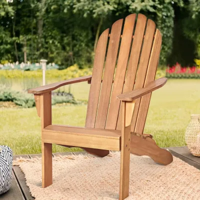 Chaise Adirondack de jardin en bois d'acacia naturel – image 3