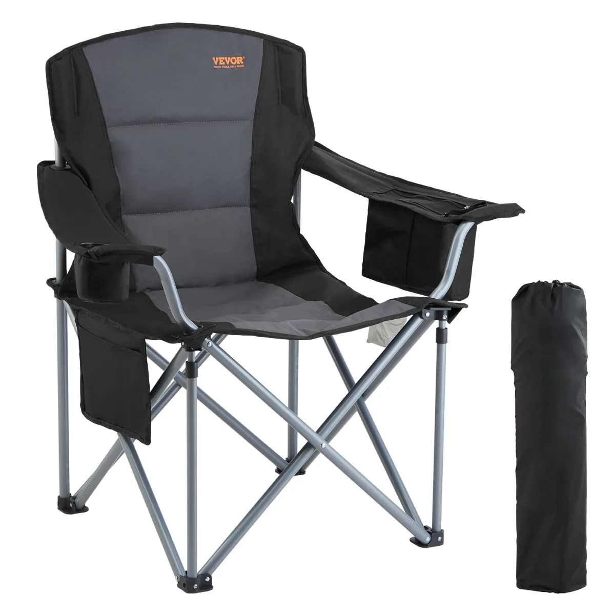 Chaise de camping pliante, tissu Oxford et acier