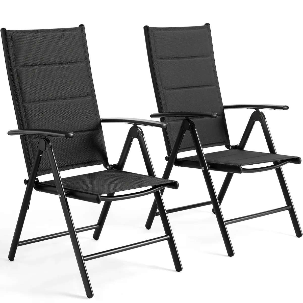 Chaise de jardin pliable en aluminium avec accoudoirs