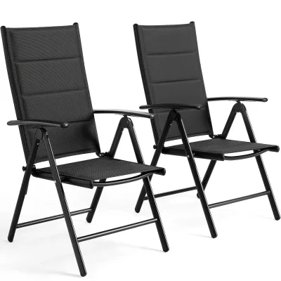 Chaise pliante d'extérieur en aluminium, lot de 2