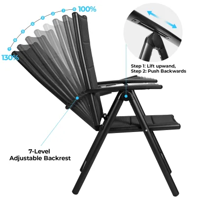 Chaise pliante d'extérieur en aluminium, lot de 2 – image 2