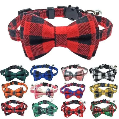 Collier de Noël pour chat à nœud papillon rouge