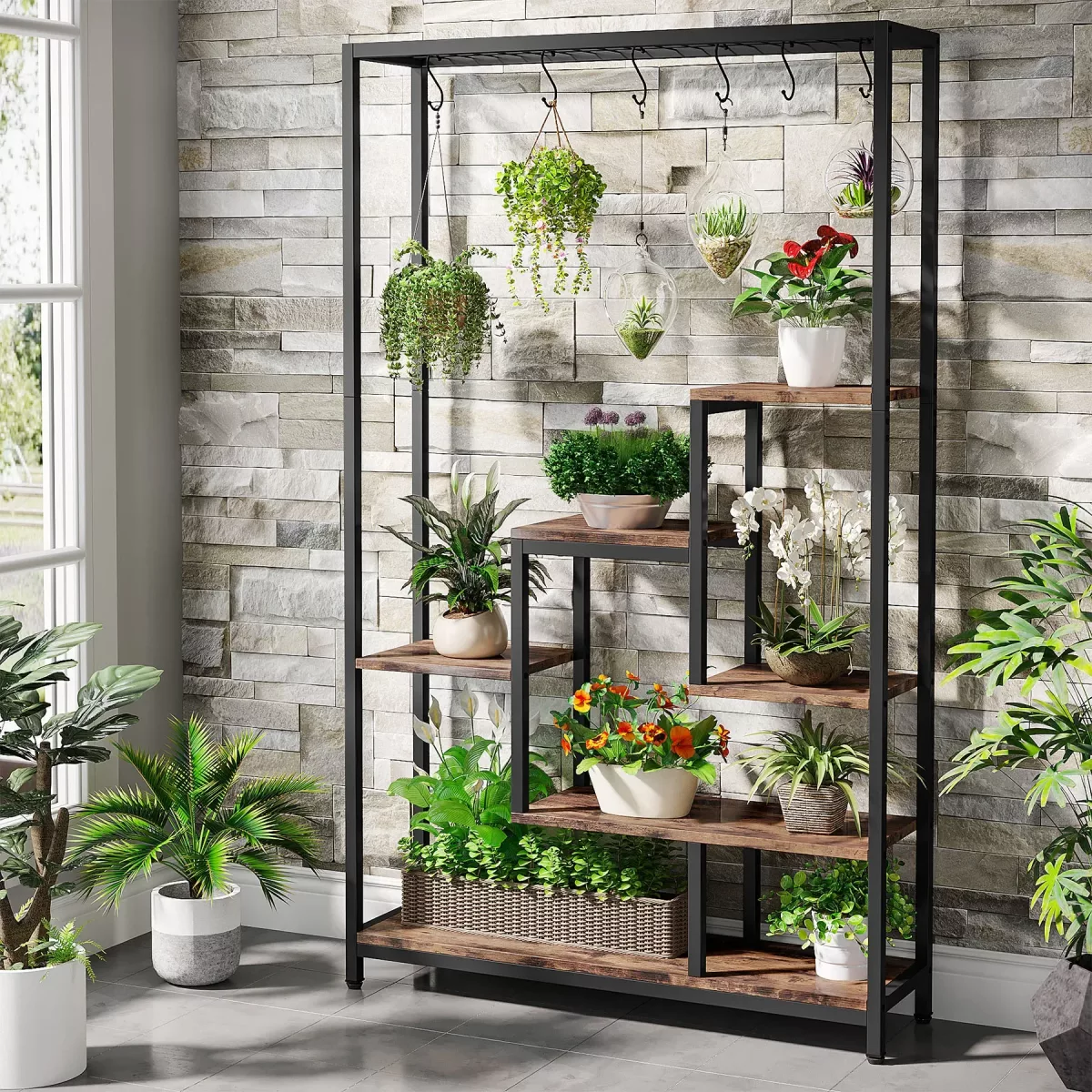 Étagère à plantes 5 niveaux en métal