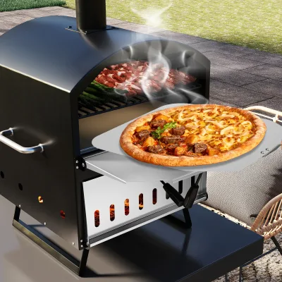 Four à pizza au bois d'extérieur, noir et argent – image 2
