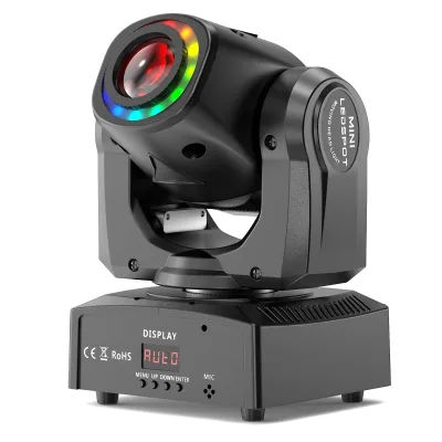 Lyre LED RGB 100 W noire, 8 gobos et stroboscope