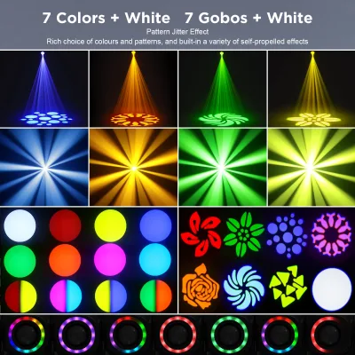 Lyre LED RGB 100 W noire, 8 gobos et stroboscope – image 3