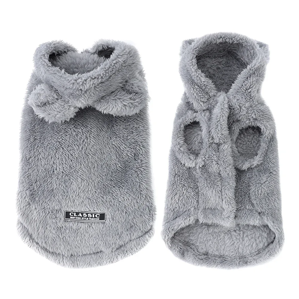 Manteau à capuche en polaire douce pour petit chien