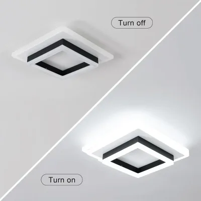 Plafonnier LED carré blanc et noir en acrylique – image 3