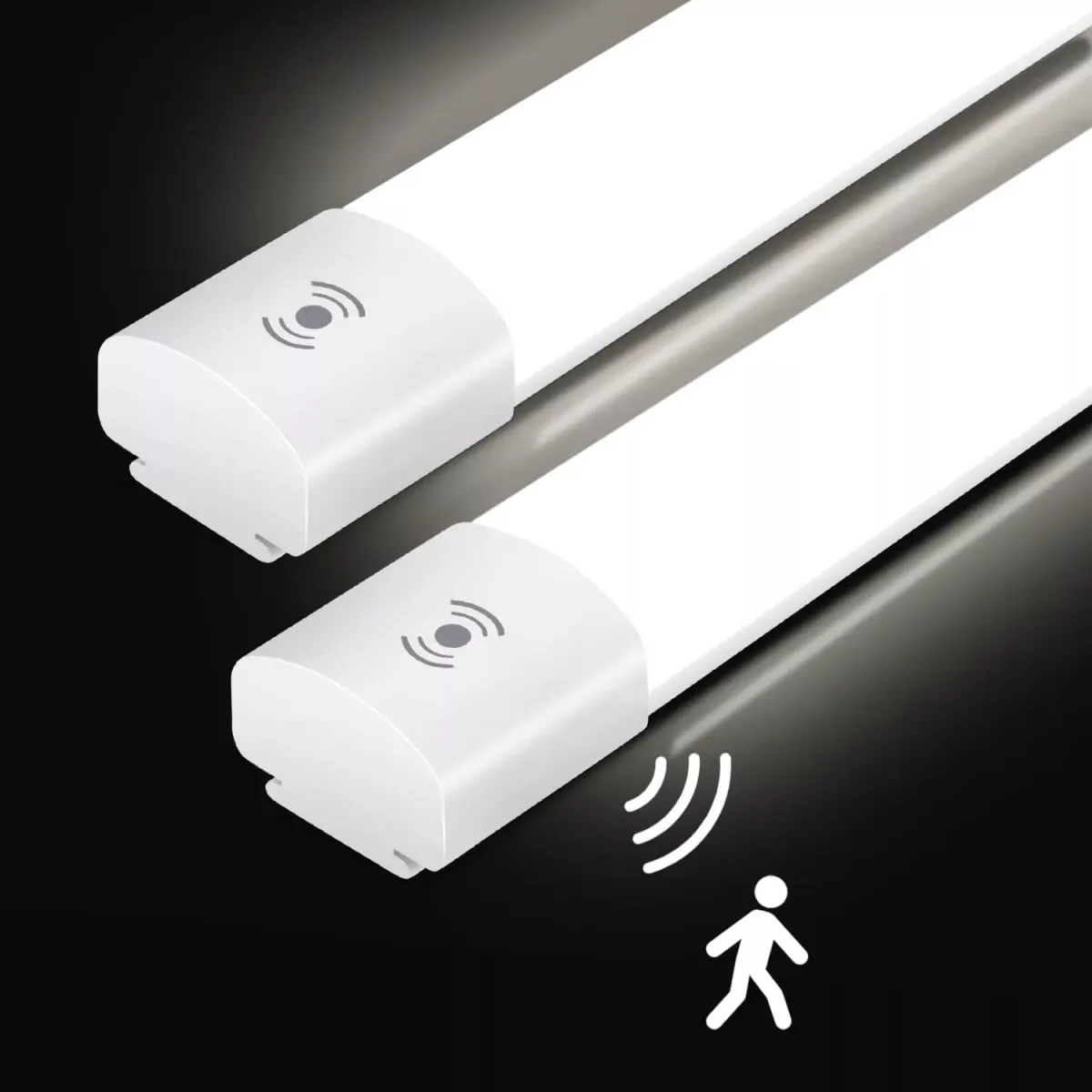 Plafonnier LED étanche 60 cm à détecteur de mouvement