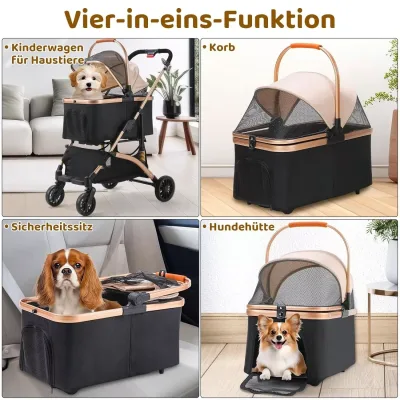 Poussette pliante pour chien et chat à 4 roues – image 3