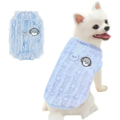 Pull d'hiver bleu pour chien et chat, taille L