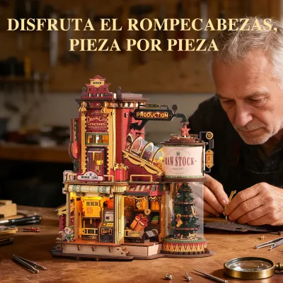 Puzzle 3D en bois, boîte à musique mécanique – image 2