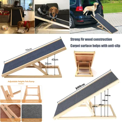 Rampe pliante pour chien en bois, hauteur réglable