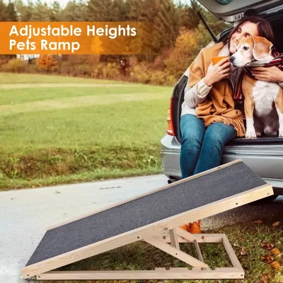 Rampe pliante pour chien en bois, hauteur réglable – image 2