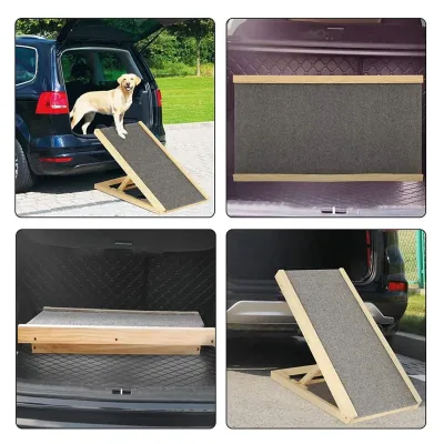 Rampe pliante pour chien en bois, hauteur réglable – image 3