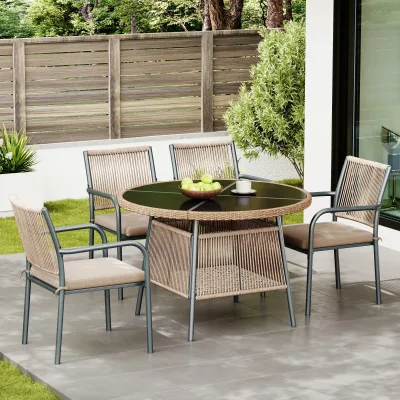 Salon de jardin 5 pièces, table ronde et 4 fauteuils – image 3