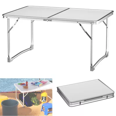 Table pliante blanc et vert, cadre aluminium