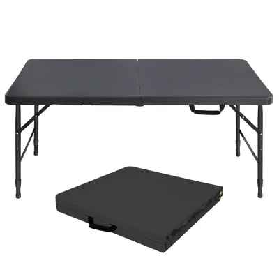 Table pliante noire réglable en hauteur, 125 cm