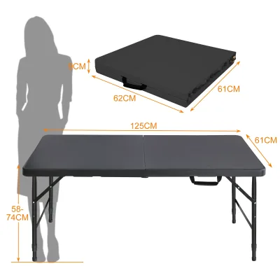 Table pliante noire réglable en hauteur, 125 cm – image 2